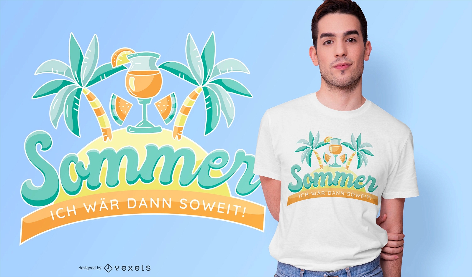 Design de camiseta com citações alemãs de verão