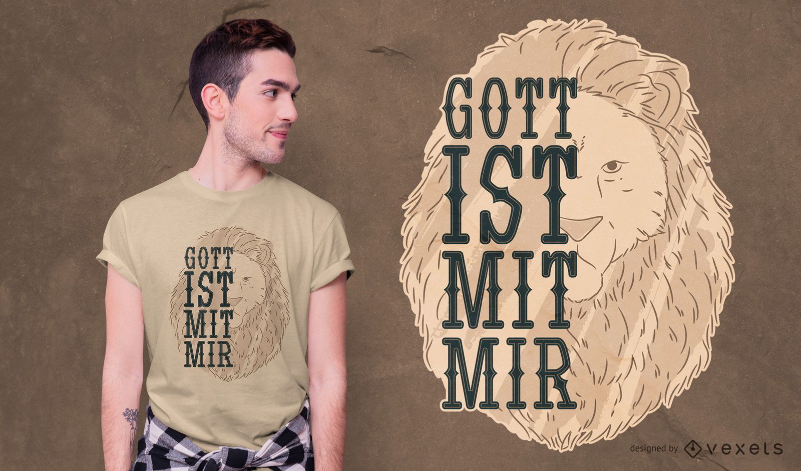 Löwenkopf und deutsches Zitat T-Shirt Design