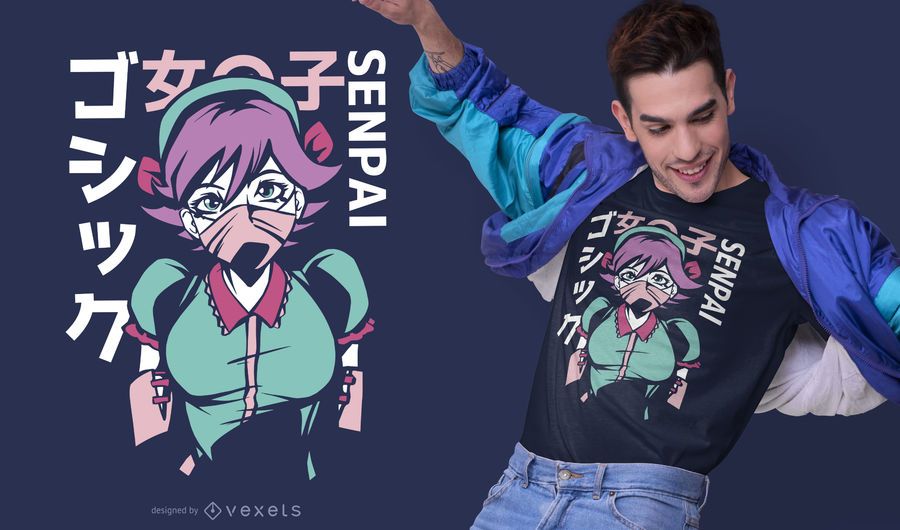Pastel goth anime girl t-shirt design Pastel goth anime girl t-shirt design