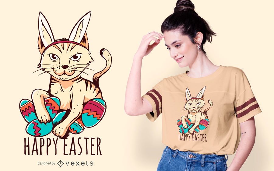 Happy easter cat t-shirt design Happy easter cat t-shirt design