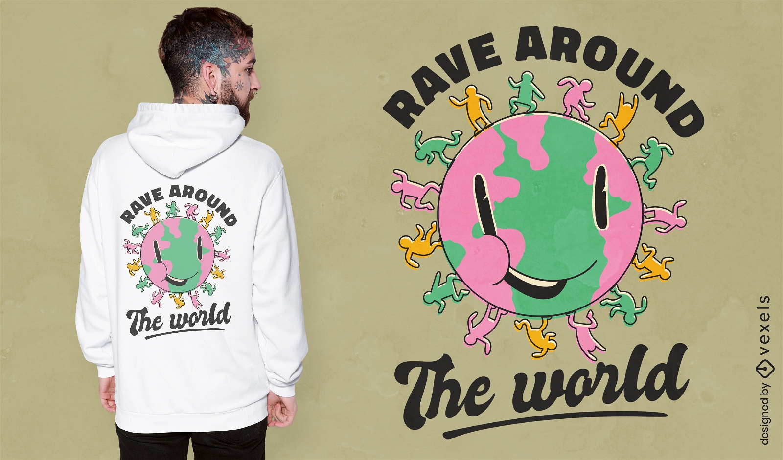Diseño de camiseta Rave alrededor del mundo.