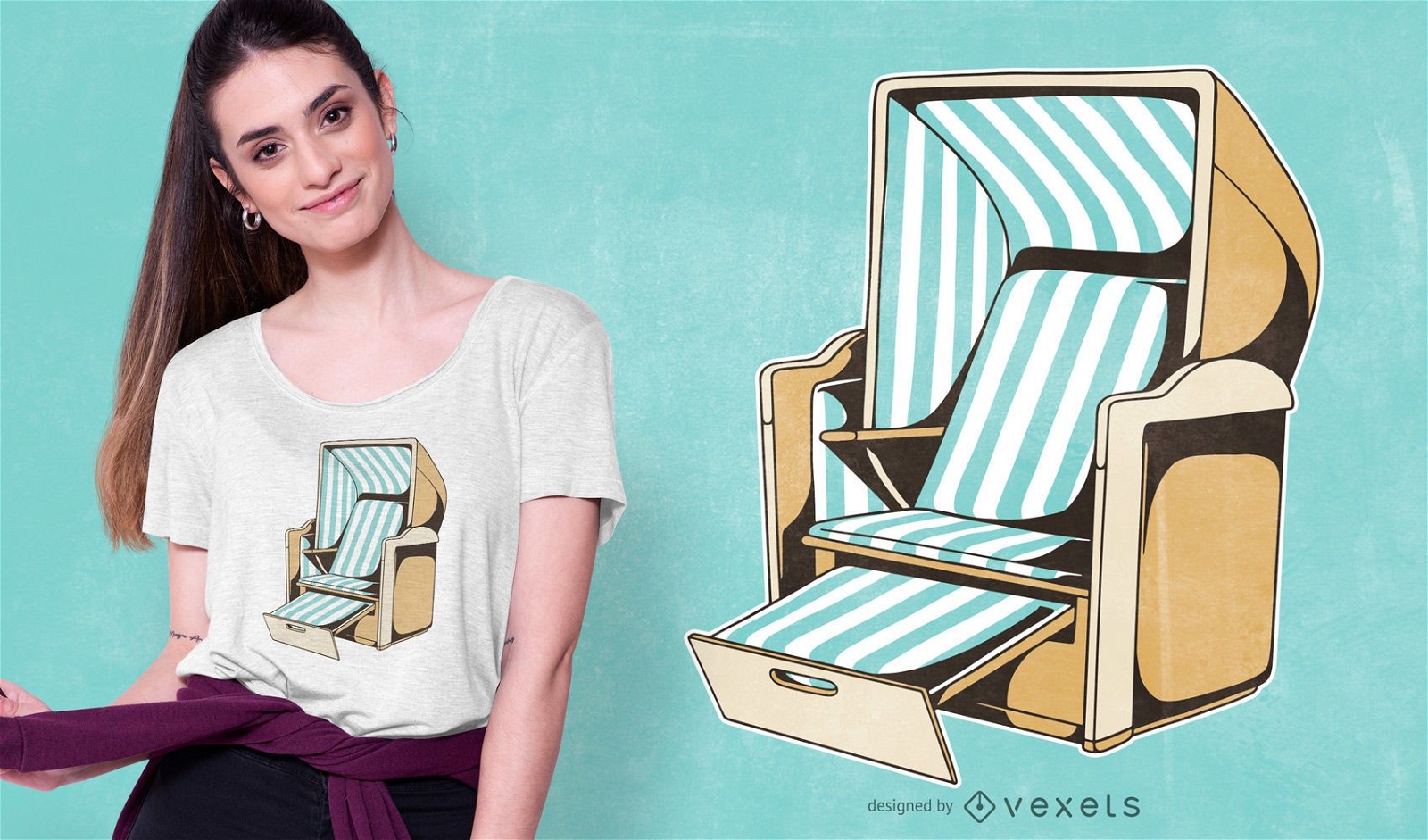 Diseño de camiseta de silla de playa.