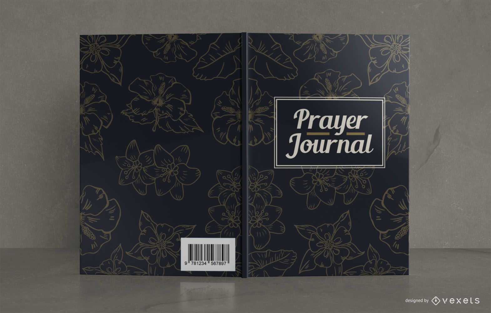 Diseño de portada de libro de diario de oración floral