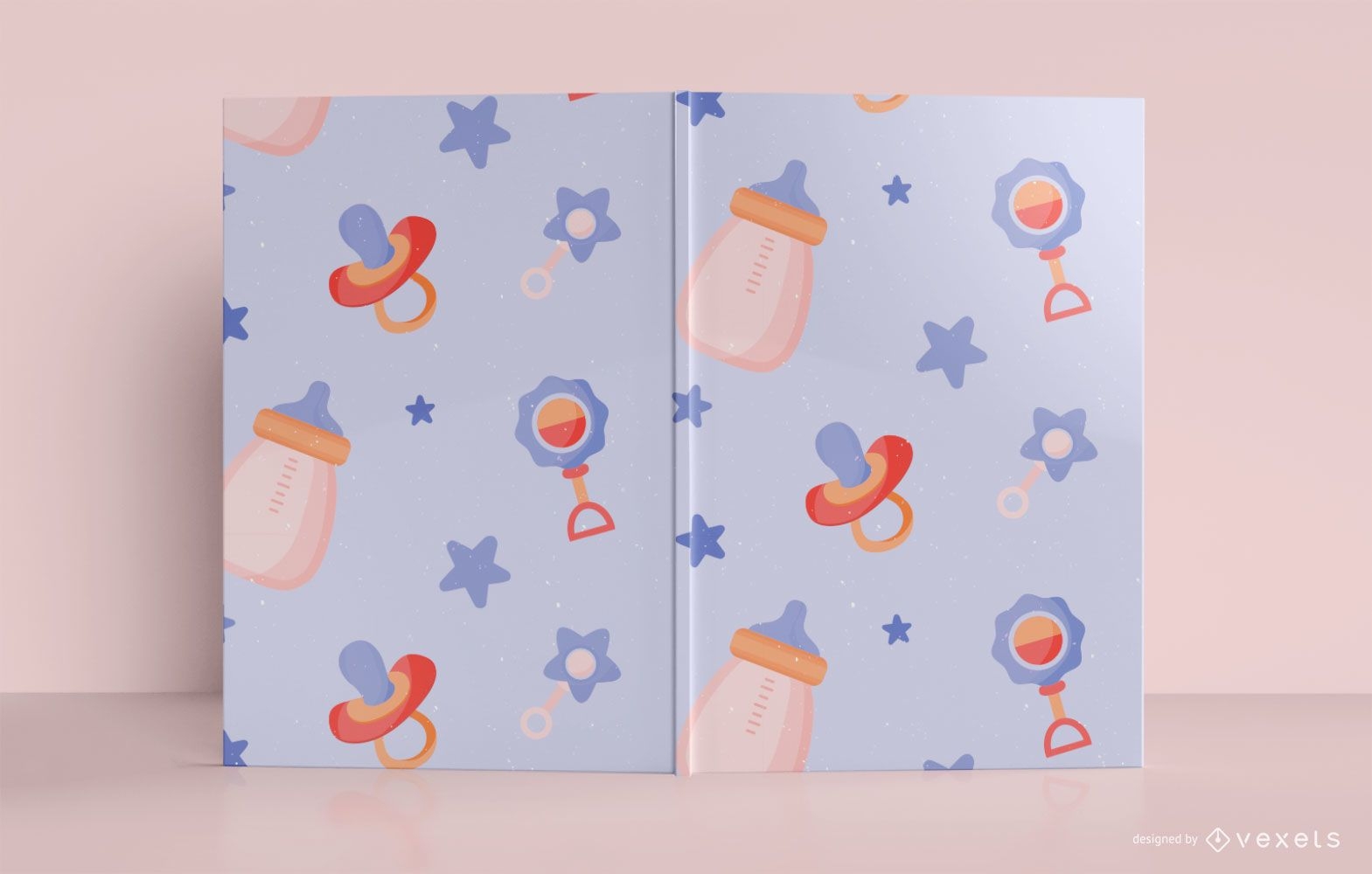 Diseño de portada de libro de diario de patrón de bebé