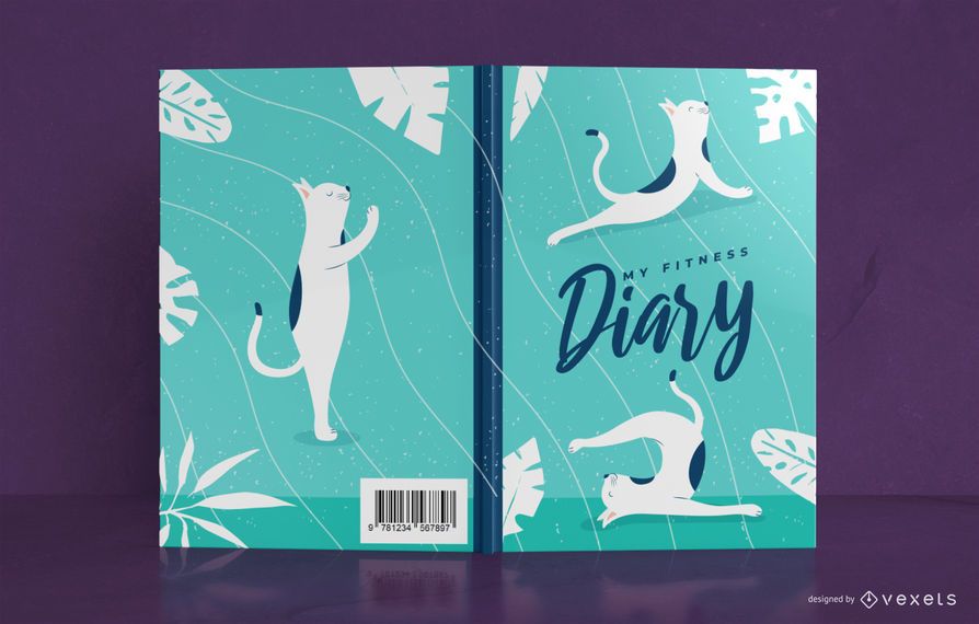 Yoga cat Diary Book Cover Design Yoga cat Diary Book Cover Design