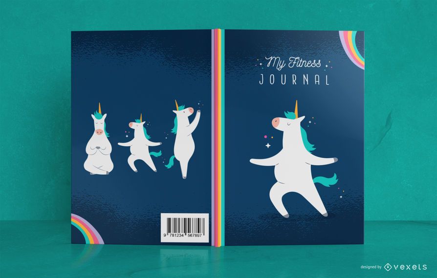 Download Unicorn Fitness Journal Book Cover Design - Vector Download