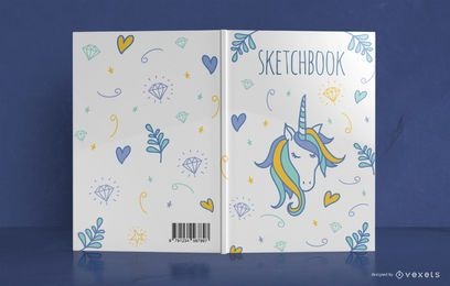 Diseño de portada de libro Doodle de unicornio