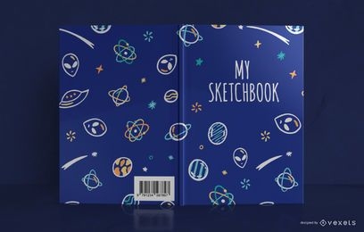 Diseño de portada de libro Space Doodle Sketchbook