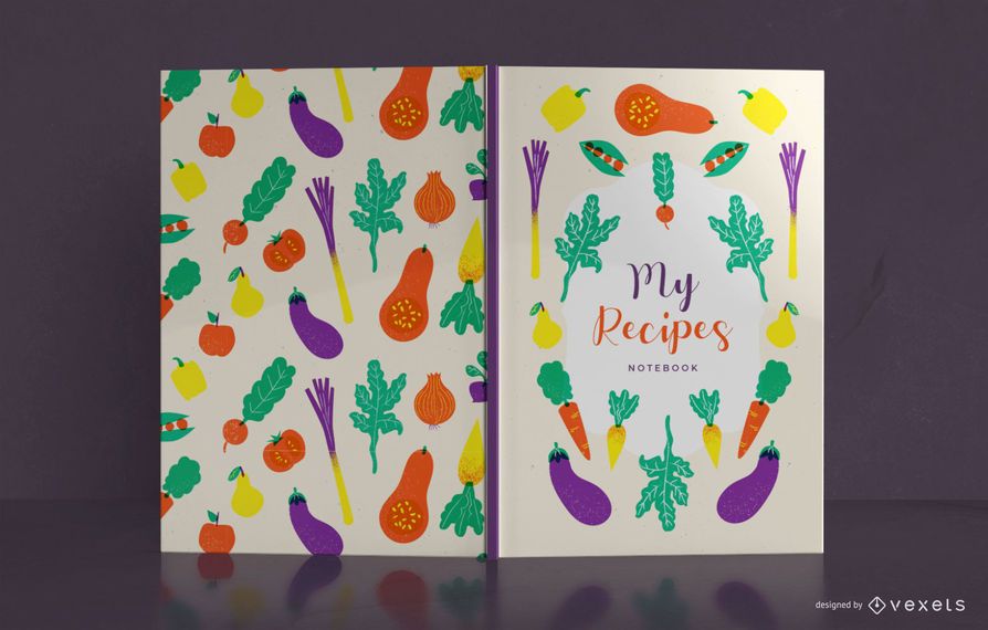 Diseño de portada de libro de recetas de verduras Diseño de portada de libro de recetas de verduras