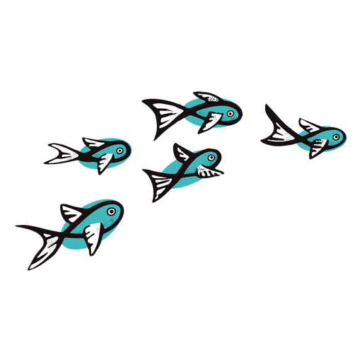 Peixes azuis nadando Desenho PNG