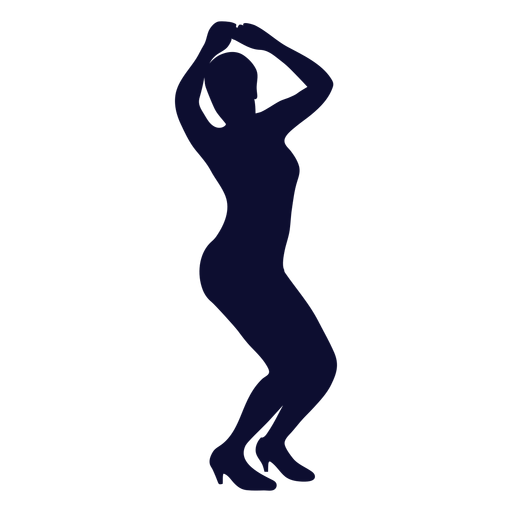 Dancing silhouette woman black PNG Design