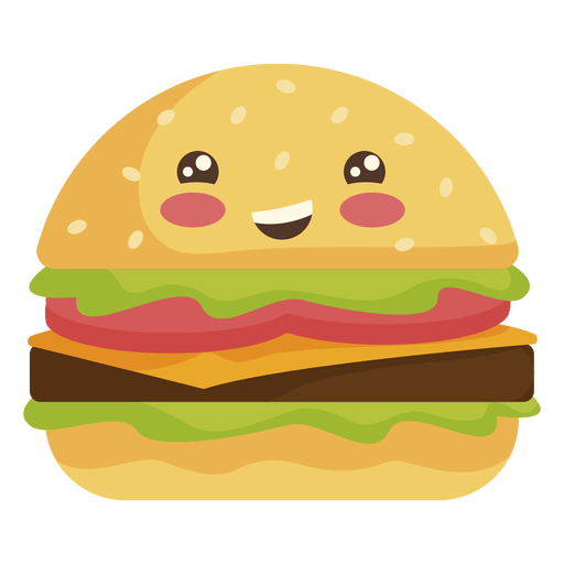 Adesivo Quadrado O hamburguer dos desenhos animados de Kawaii