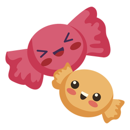 Flat kawaii two candies Flat kawaii two candies