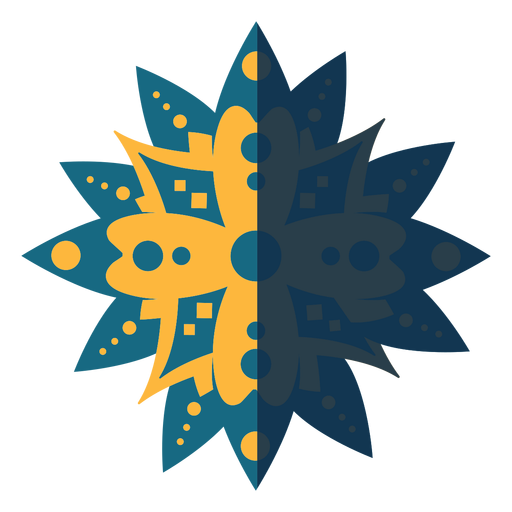 Flaches Mandala blau gelb PNG-Design