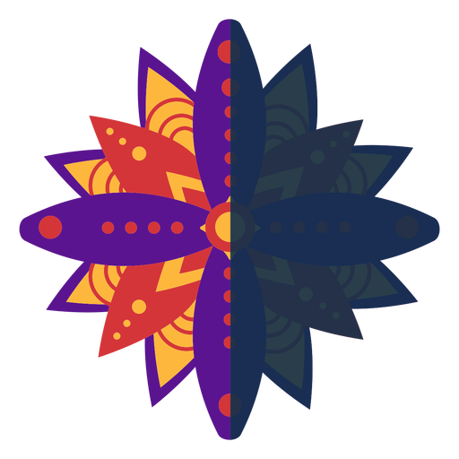 Flaches Mandala violett rot PNG-Design