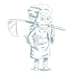 Morte de personagem infantil desenhada à mão Desenho PNG