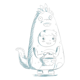 Dragón de personaje infantil dibujado a mano Diseño PNG