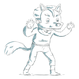 Dibujado a mano niño personaje zorro Diseño PNG