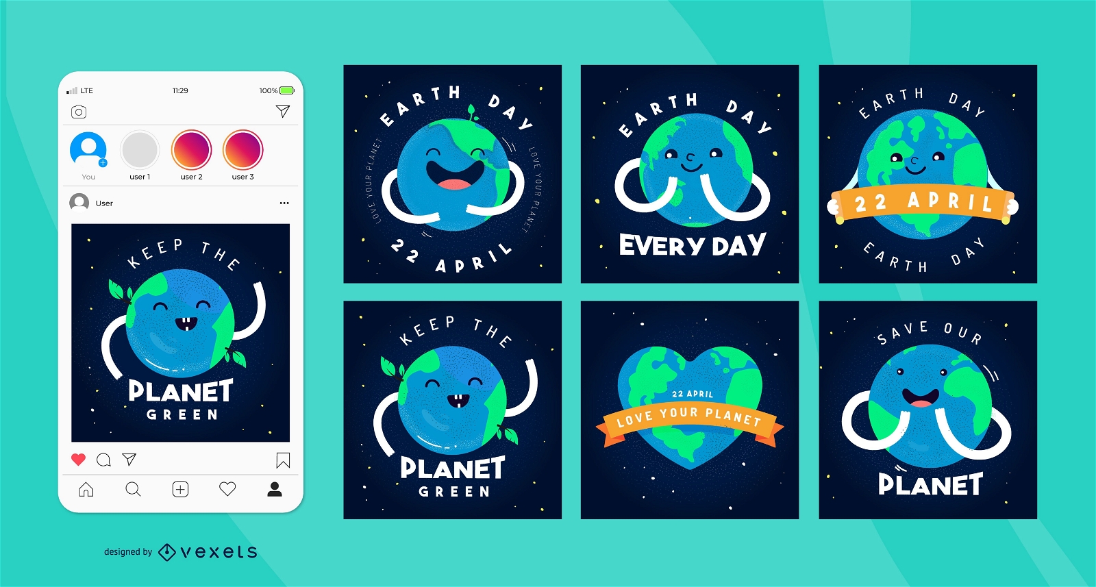 Earth Day Square Social Media Post Pack