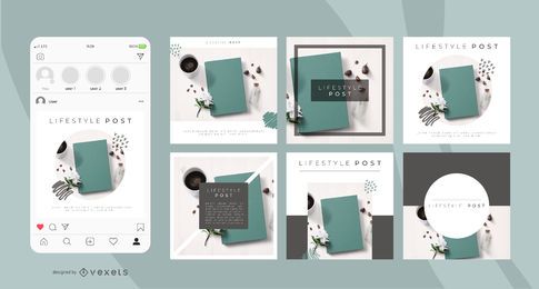 Lifestyle social media post template set Lifestyle social media post template set