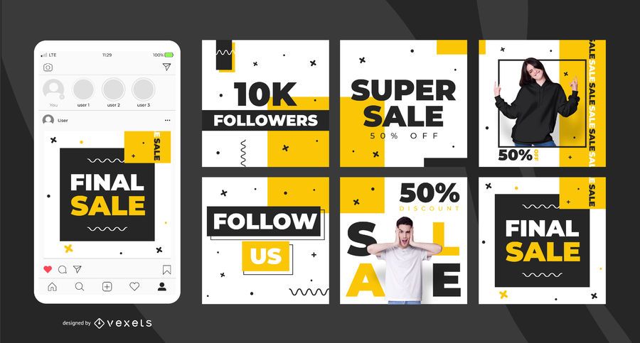 Geometric social media post set Geometric social media post set