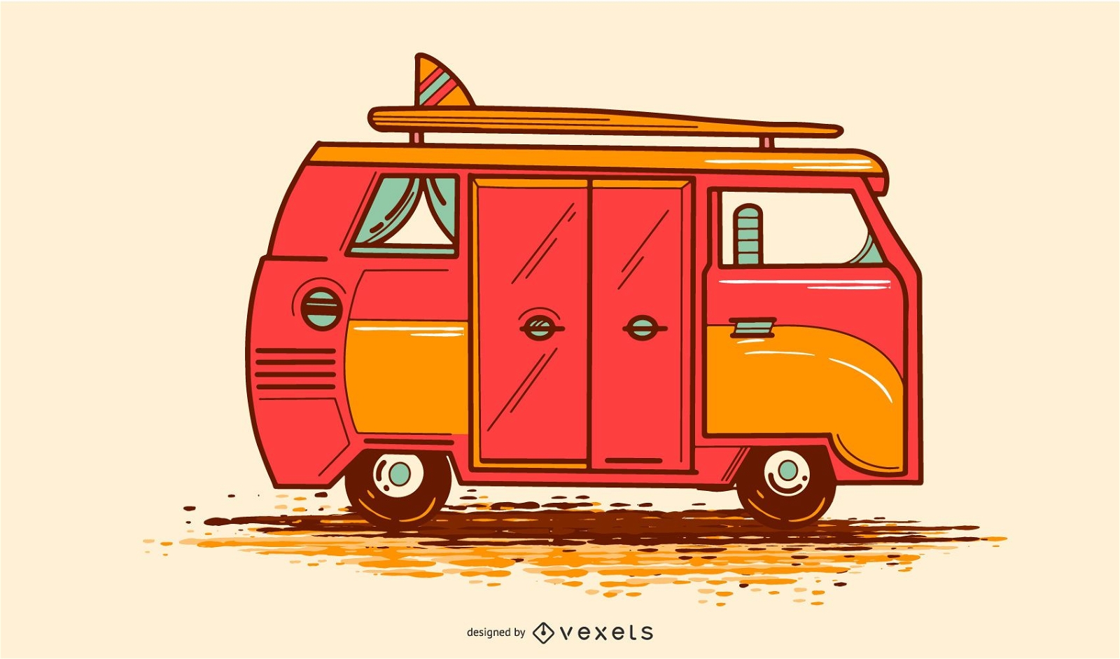 VW Camper Illustration Design - Vector Download