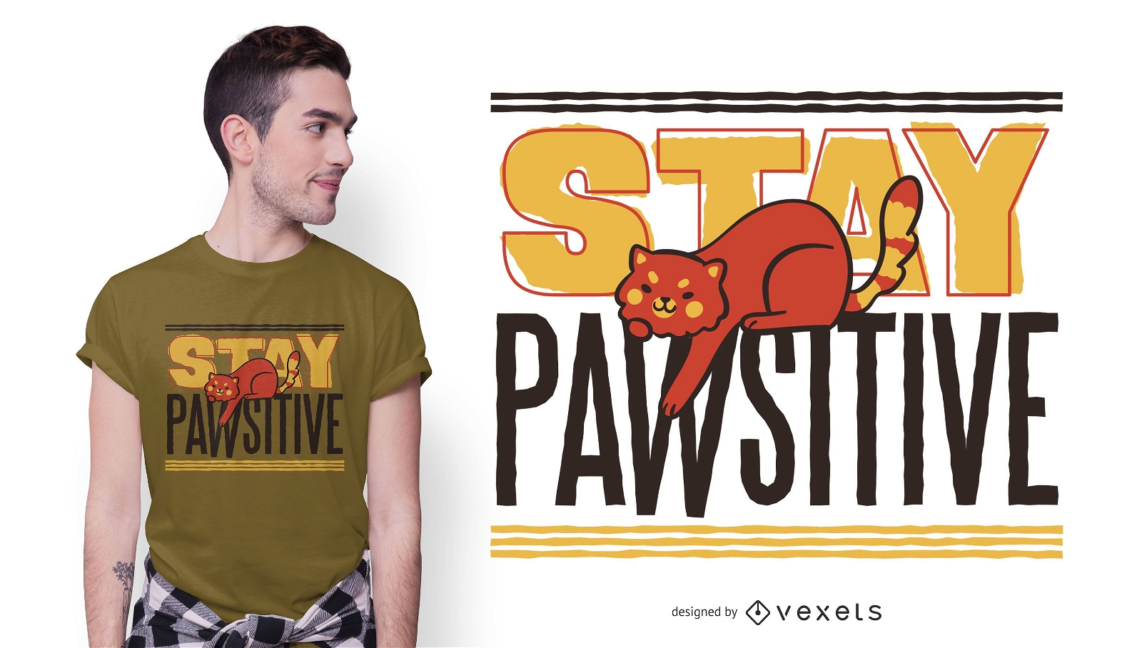 Design de camisetas Stay Pawsitive Cat