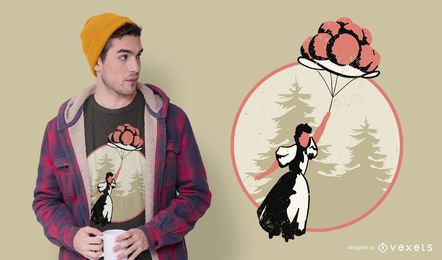Mädchen Ballon Hut T-Shirt Design
