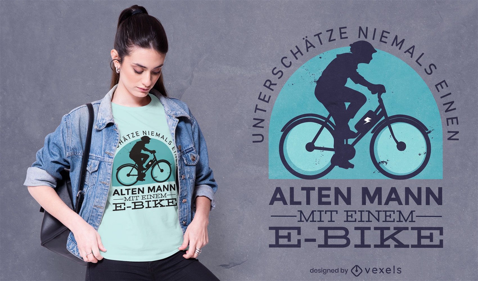 E-Bike Deutsch Zitat T-Shirt Design