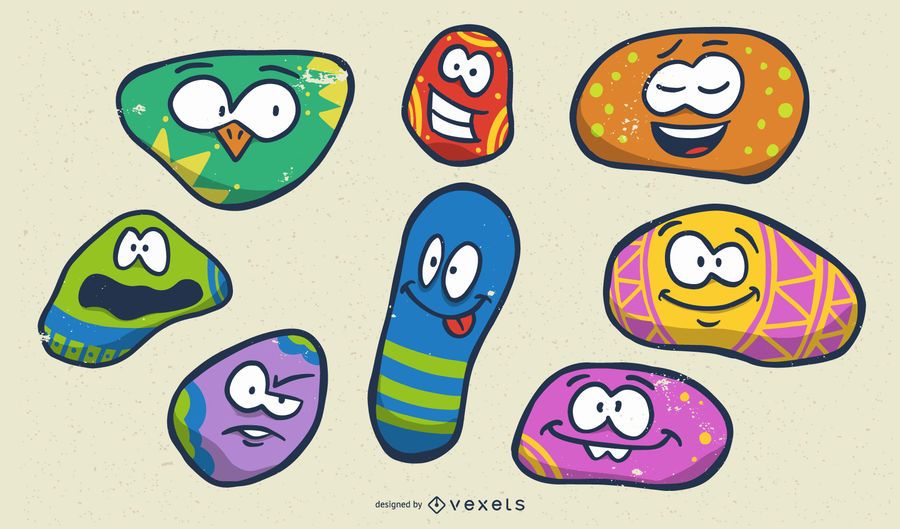 Scribble Stone Cartoon Character Set Scribble Stone Cartoon Character Set