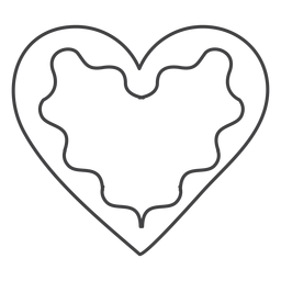 Icono de trazo corazón de pan de jengibre Icono de trazo corazón de pan de jengibre