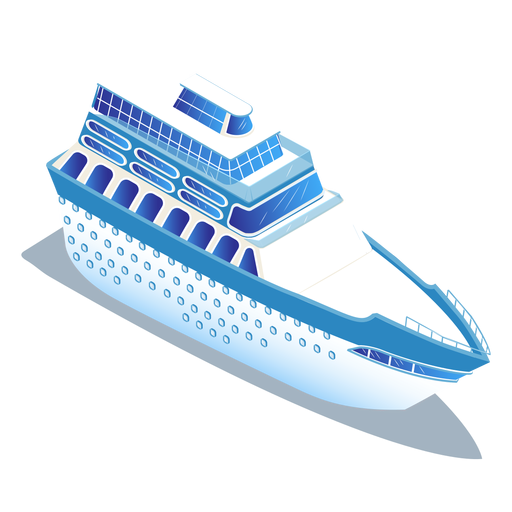 Isometrischer Transport blaues Schiff PNG-Design