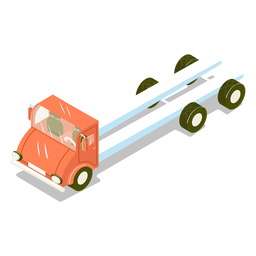 Camión rojo de transporte isométrico Diseño PNG