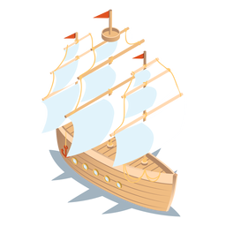 Barco de madera de transporte isométrico Diseño PNG