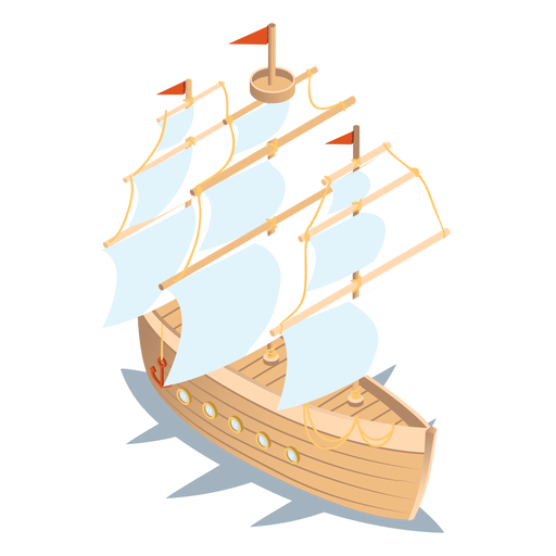 Barco de transporte isométrico de madeira Desenho PNG