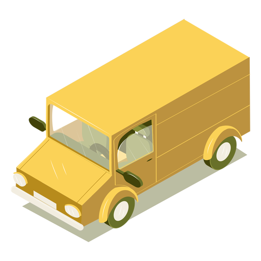 Minibus isométrico de transporte amarelo Desenho PNG