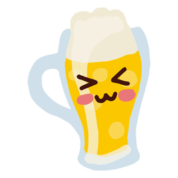 Jarra de cerveza con personajes kawaii Diseño PNG