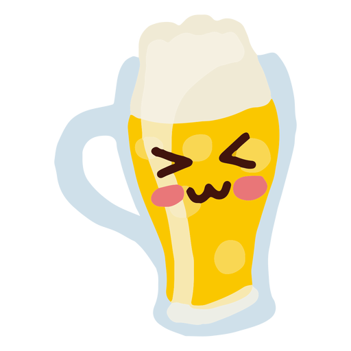 Jarra de cerveza con personajes kawaii Diseño PNG