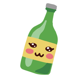 Garrafa verde personagem kawaii Desenho PNG