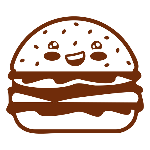 Hambúrguer comida kawaii Desenho PNG