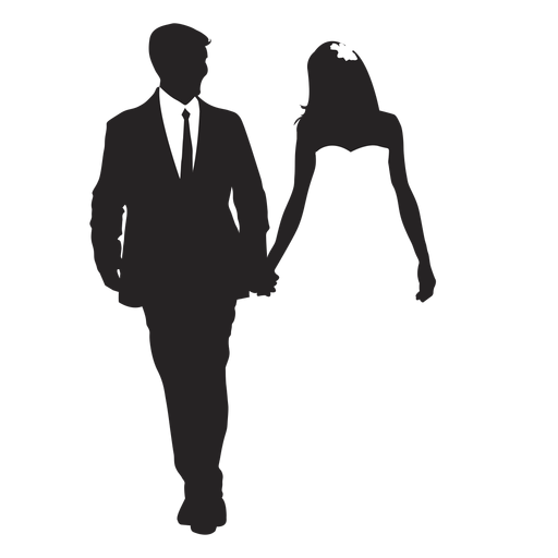 Parejas casadas silueta boda Diseño PNG