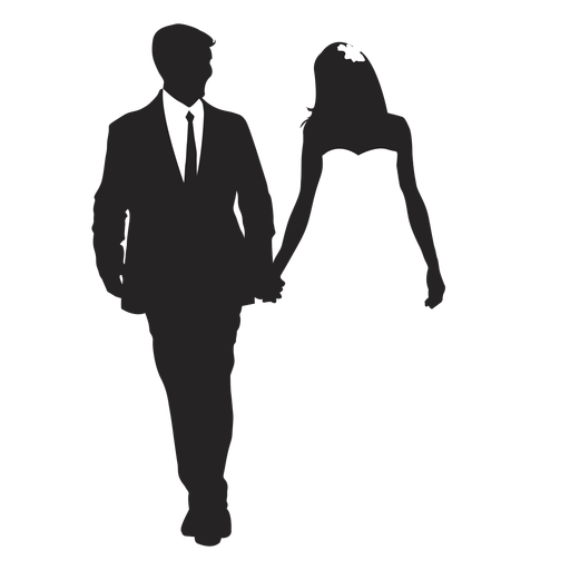 Verheiratete Paare Silhouette Hochzeit PNG-Design