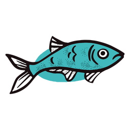 Ocean Blue Fish Stroke PNG & SVG Design For T-Shirts