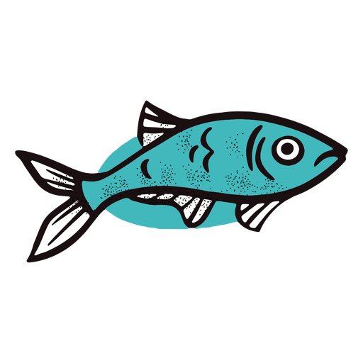Ocean blue fish stroke PNG Design