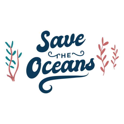 As letras do oceano salvam os oceanos Desenho PNG