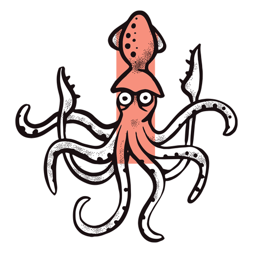 Ocean Red Octopus PNG-Design