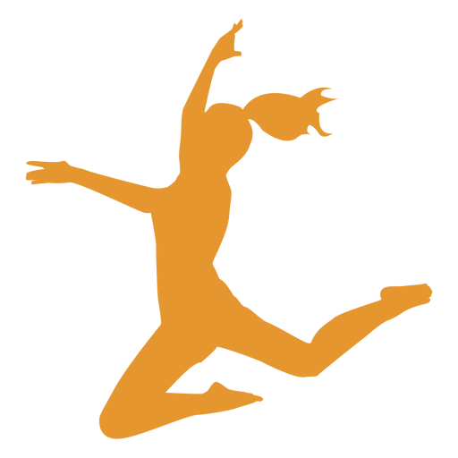 Silhouette orange Mädchen springen PNG-Design