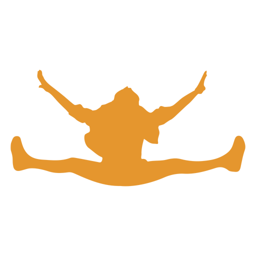 Silhueta de menina laranja pulando Desenho PNG