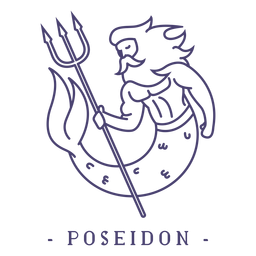 Poseidon de deus grego com golpe Desenho PNG
