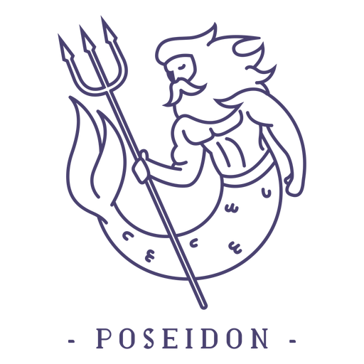 Poseidon de deus grego com golpe Desenho PNG